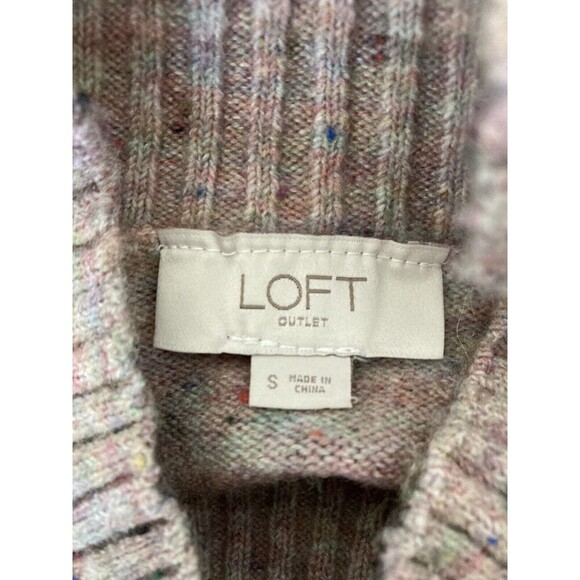 LOFT Sweater Women Small Long Sleeve Turtleneck Confetti Knit Hi Lo Slit Sides - Picture 2 of 5